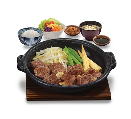 สเต็กเนื้อกระทะร้อน